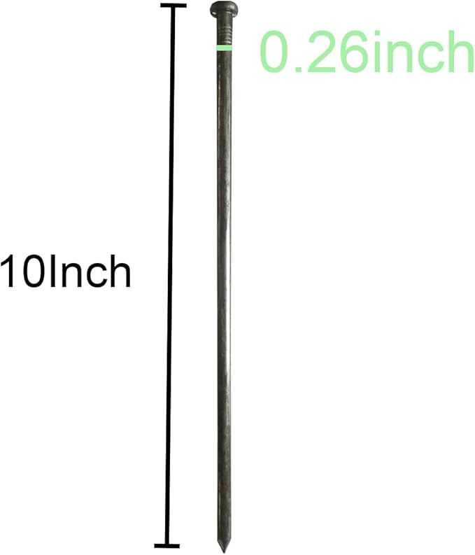 Metal Landscape Stakes,10Inch 50Pcs Landscape Edging Anchoring Spikes for Tent Spikes,Paver Edging,Artificial Turf Stakes,Tent and More (50, Black)