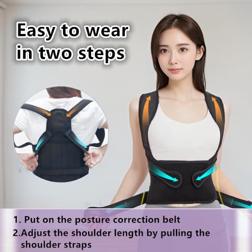 Back Brace for Women and Men,Shoulder Straightener,Back straightener,Adjustable Posture Corrector Suitable for Upper and Lower Back Pain Relief-Scoliosis,Hunchback,Spine Corrector（Black，S）