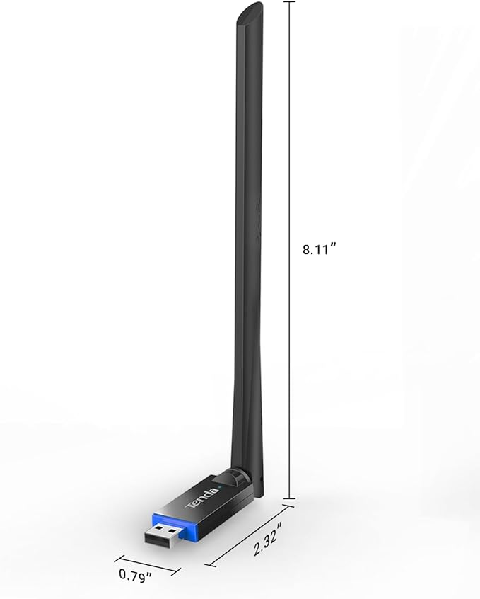 Tenda AX900 WiFi Adapter WiFi 6- Dual-Band 600Mbps 5GHz/ 286Mbps 2.4GHz, 6dBi High Gain Antenna, Wireless WiFi Adapter for Windows 11/10/7 USB WiFi Dongle (U11Pro)