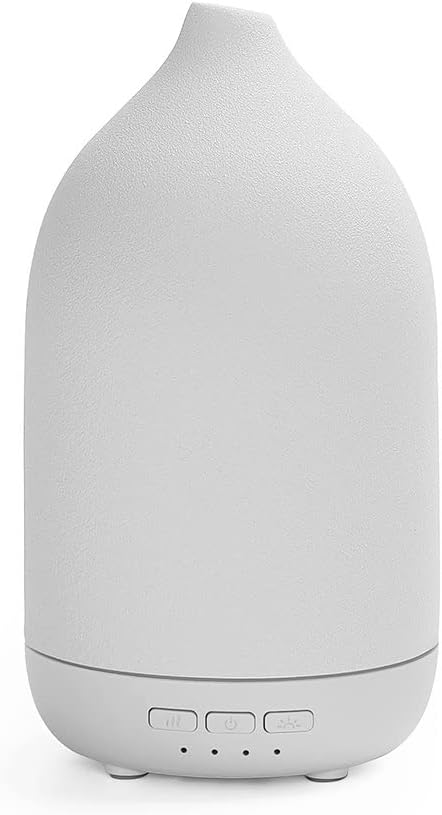 Essential Oil Diffusers, Aromatherapy Diffuser for Essential Oils, 100ml Ceramic Oil Diffusers for Large Room - 5 Timers, Warm Ambient Light, Auto-Off