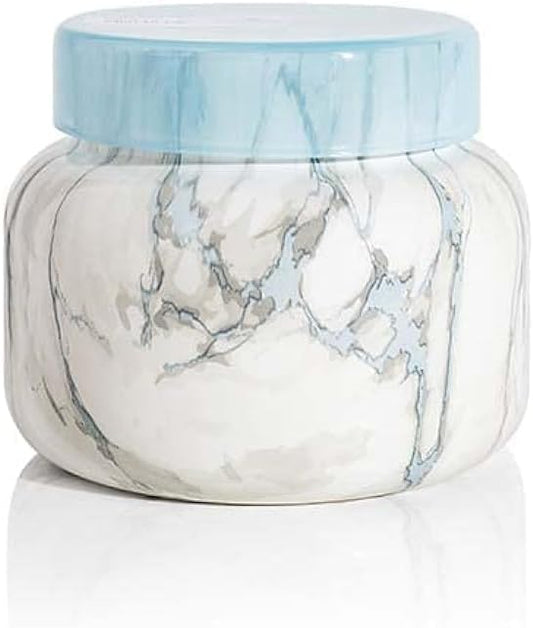 Capri Blue Modern Marble Jar Candles - Luxury Scented Candles for Home - Long Lasting Soy Wax Blend - Scented Home Decor Gifts - Blue Jean (19 oz)