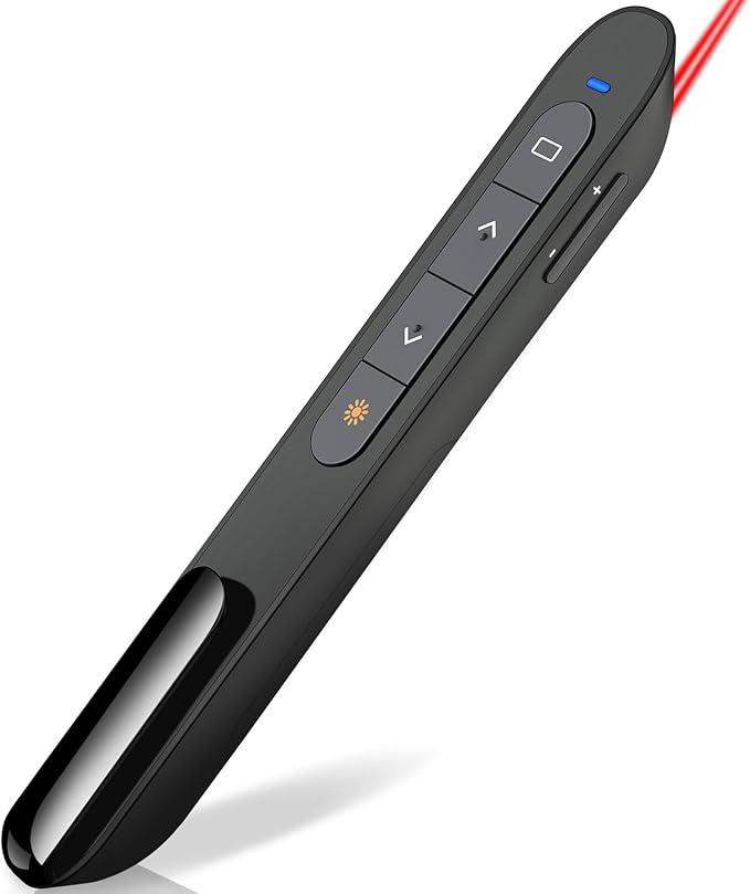 DINOSTRIKE Wireless Presenter Remote Presentation Clicker,RF 2.4GHz USB Presentation Pointer with Volume Control Slide PowerPoint Clicker for Computer Laptop Mac