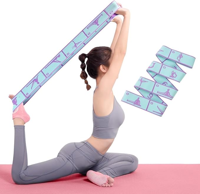 Resistance Bands 11 Loops with Guide Stretch Straps - Exercise Bands for Stretching, Yoga, Pilates & Physical Therapy - Elastic Fabric Workout Bands for Home Gym, Dance, Flexibility Training & Ballet Stretching Equipment