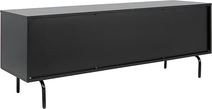 SAFAVIEH Genevieve TV Stand for up to 65" Flatscreen – Black & Walnut Brown Finish, Mid-Century Modern Storage Cabinet, Entertainment Media Console (MED5000F)