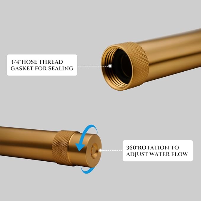 Heavy Duty Brass Hose Nozzle, High Pressure Adjustable Twist Hose Nozzle with 2 Rubber Washers, Fits Standard Hoses, Water Hose Nozzles for Patio, Lawn, Car Wash