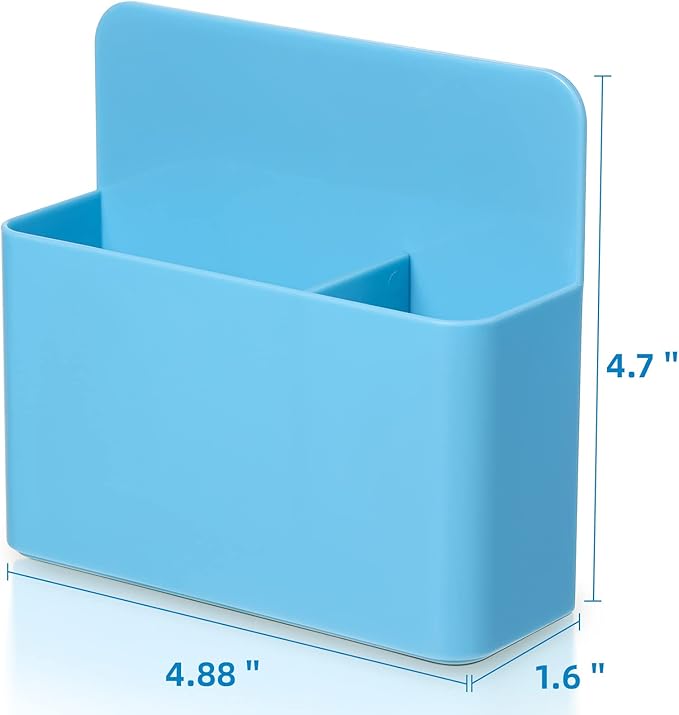 Mabrasse 2p Magnetic Dry Erase Marker Holder,Pen and Eraser Holder for Whiteboard, Magnet Pencil Cup Utility Storage Organizer for Office, Refrigerator, Locker and Metal Cabinets (Blue)