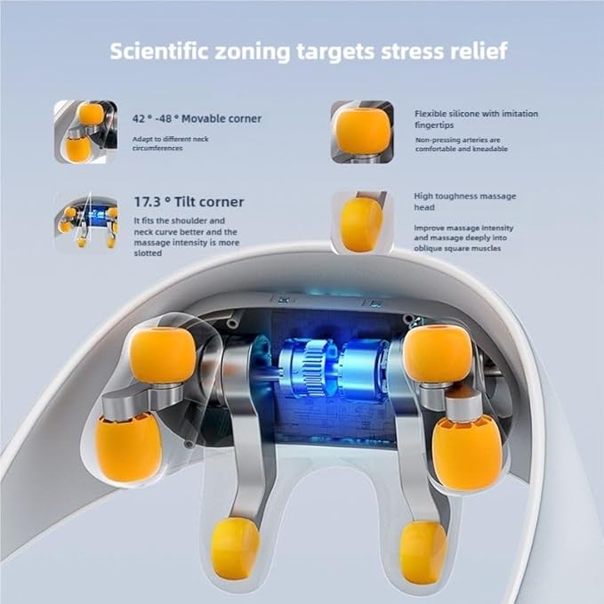 Trapezius Massager for Neck Shoulder & Back Pain Relief - 3D Kneading Heating Pad with 2 Massage Modes, Adjustable Strap for Office/Home Use