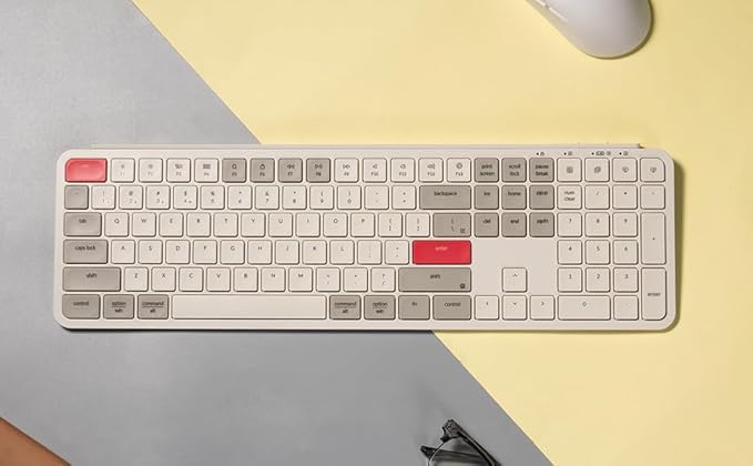 Keychron B6 Pro Full-Size Ultra-Slim Wireless ZMK Custom Keyboard, Triple-Mode 2.4 G/Bluetooth 5.2/Wired Programmable, Lightweight Quiet Key with Numeric Keypad for Mac/Windows, Retro Red