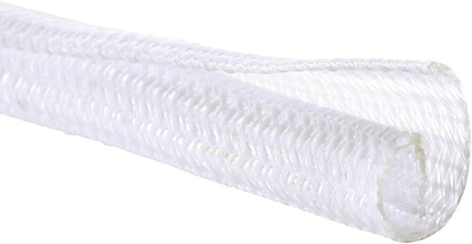 1/2" x25ft Braided Cable Sleeve – Split Self-Wrapping Wire Loom Tubing for USB, Power, Audio/Video Cords – Chew-Resistant Cord Protector, White Expandable Sleeving