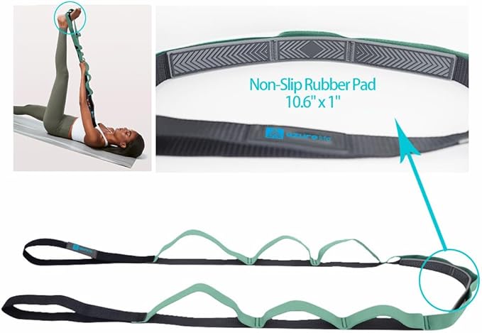 Premium Durable Stretch Straps with Loops, Stretching Strap for Physical Therapy, Multi-Loop Yoga Strap Fitness Exercise Strap for Yoga, Pilates, Dance, Flexibility&Exercise