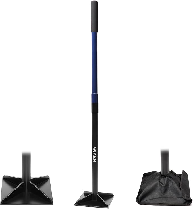WIKER 8x8 Inch Steel Ground Tamper Tool,48" Heavy-Duty Hand Tamper for Soil Compaction,Dirt Leveling and Landscaping,Manual Dirt Compactor,Tamping Bar Ground Leveler for Yard,Garden Pavers