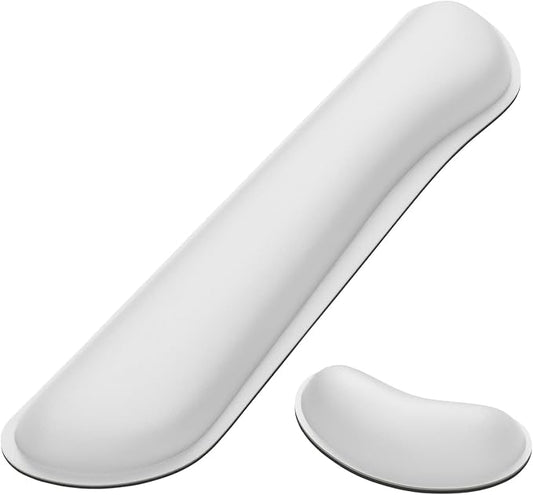 Dapesuom Enlarge Keyboard Wrist Rest, Memory Foam Wrist Cushion for Desk Mats Support, Cute Typing Pain Relief Keyboard Mouse Pad Rests Set with Non-Slip Base for Gaming Laptop Office, Ivory White