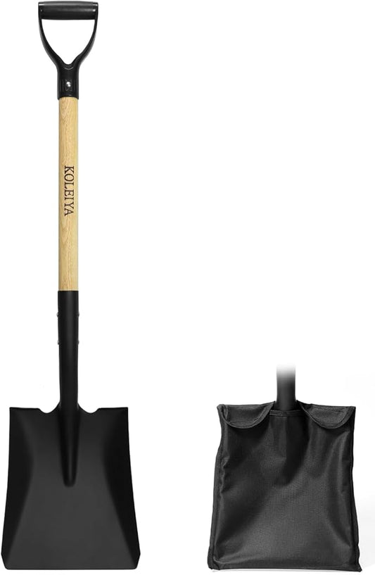 Flat Shovel,Transfer Shovel with D Handel and Heavy Duty Square Head for Landscaping,Gardening,Construction,Snow Shoveling and Yard Work,41-Inch,Metal+Wooden