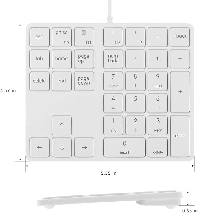 Numeric Keypads Wired Numpad 34 Keys External Mini Slim Keyboard Magic Force for Financial Cashier Securities-White | Laptop Accessories | Num Pad | Number keypad for Laptop | Work Keyboard
