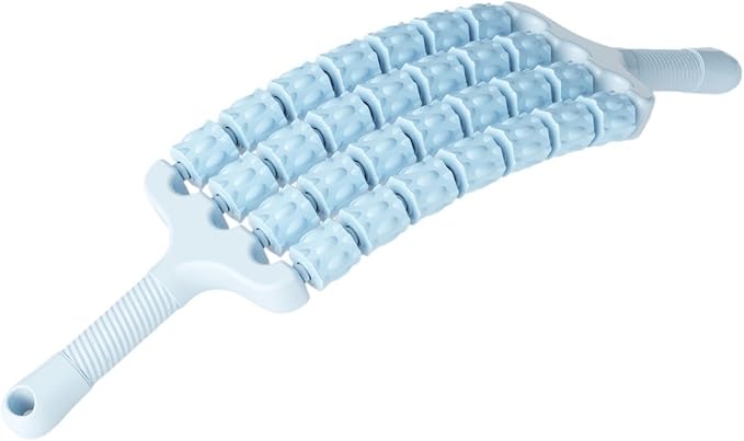 Massage Roller Sticks Handheld Ergonomic Grip Multipurpose Massage Tool Muscle Relaxation for Workout Home Use, Blue