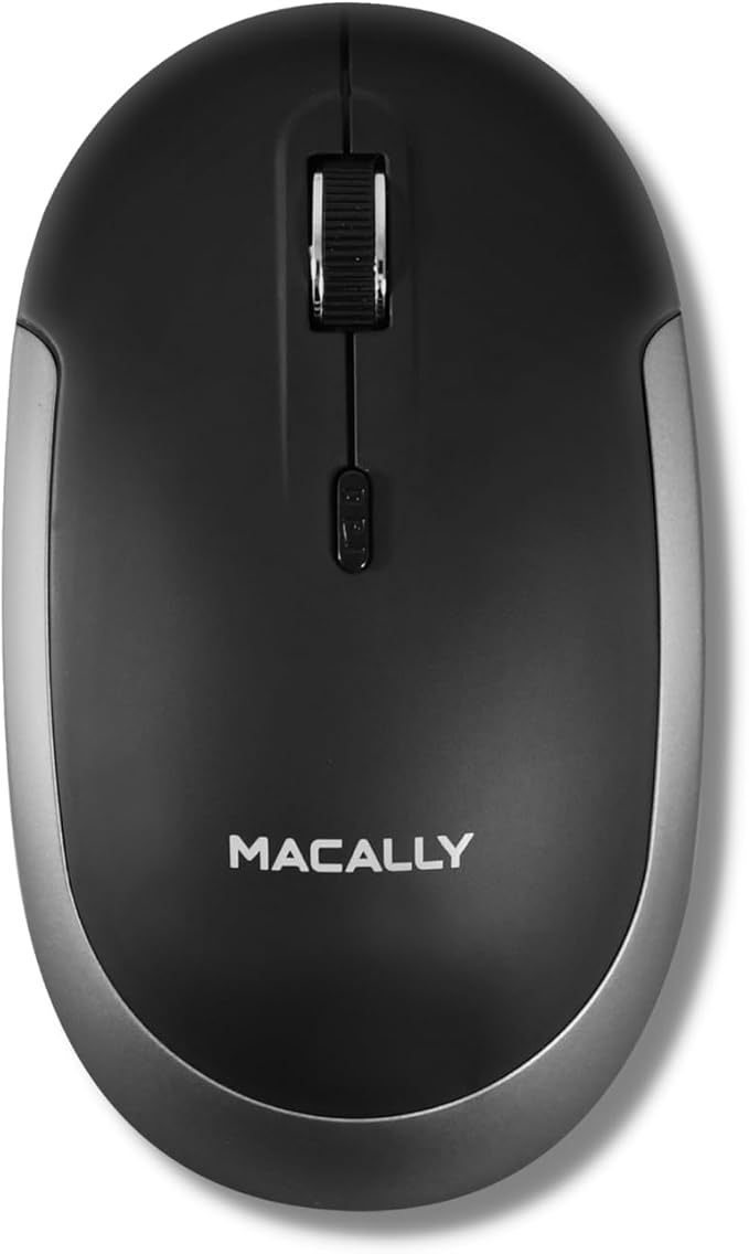 Macally Wireless Bluetooth Mouse for Mac, MacBook Pro/Air, iPad, Laptop, and PC - Quiet Click and Comfortable Apple Wireless Mouse - Space Gray