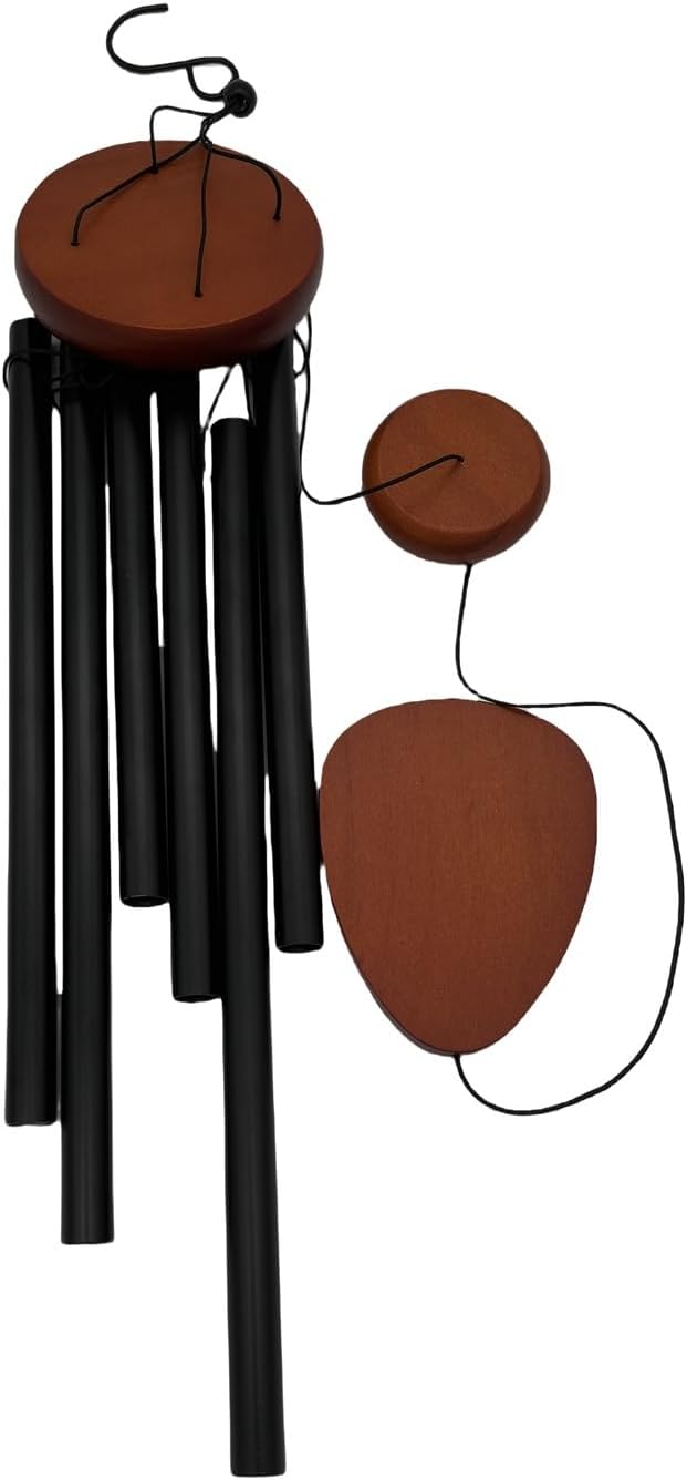 Deep Tone Wind Chimes for Outdoor Decor – 6 Heavy Tubes (26 to 37 Inches) – Perfect Garden Hanging, Memorial, or Sympathy Gift – Elegant Black Finish (26IN)