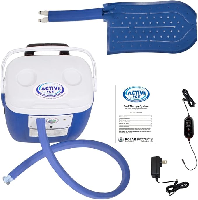 Polar Active Ice 3.0 Cold Therapy Ice Machine System with Programmable Timer, Hand and Wrist Compression Pad, Lightweight 16 Quart Cooler, Quiet Pump, Strong Cryotherapy Pain Relief and Treatment