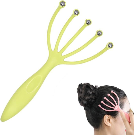 Angzhili Head Massager,Protable Hand Held SPA Scalp Massager for Stress Relax,Gentle Massage Comb Massager,Comfortable Handheld Claw Scalp Massager (Green)