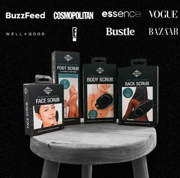 Dermasuri - Deep Exfoliating Glove - Polishing Mitt Body Scrubber - Korean Skin Cleaner Exfoliator & Dead Skin Buffing Treatment - Gifts for Women & Men - Keratosis Pilaris Scrub Remover (2 Pack)