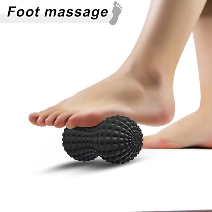 SELEWARE Peanut Massage Ball, Peanut Double Lacrosse Massage Roller Ball for Back Neck Shoulder Spine Legs HIPS, Deep Tissue Peanut Roller Ball Trigger Point Muscle Massage Ball, Black