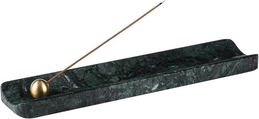 Koville Luxury Natural Indian Marble Incense Holder, Incense Holders for Sticks, Incense Burner Holder, Ideal for Meditation and Relaxing, Easy to Clean(Indian Green)