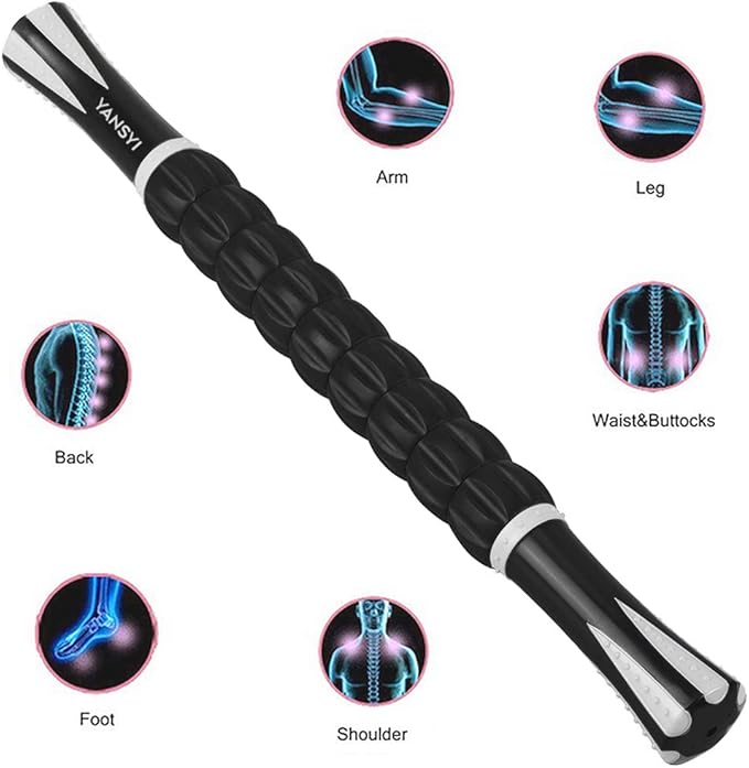 Yansyi Muscle Roller Stick for Athletes - Body Massage Roller Stick - Release Myofascial Trigger Points Reduce Muscle Soreness Tightness Leg Cramps & Back Pain for Physical Therapy & Recovery (White)