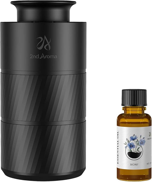 Waterless Car Oil Diffusers with 20ml Essential Oils, Aluminum USB Rechargeable Battery Powered Wireless Diffuser, 3 Timers 3 Mists Portable Aromatherapy Diffuser for Car Office Desk Room