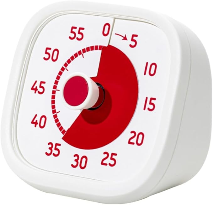 Visual Timer for Kids - 60 Minute Visual Kids Timer for Classroom Home Office, Countdown Timer for Cooking Teaching Working Meeting (White)