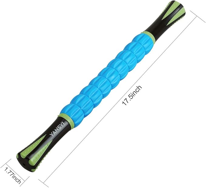 Yansyi Muscle Roller Stick for Athletes - Body Massage Roller Stick - Release Myofascial Trigger Points Reduce Muscle Soreness Tightness Leg Cramps & Back Pain for Physical Therapy & Recovery (Blue 2)