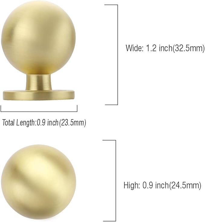 Asidrama 10 Pack Brushed Brass Kitchen Cabinet Knobs, Cabinet Knobs Kitchen Cabinet Hardware for Cupboard Drawer Knobs Dresser Knobs
