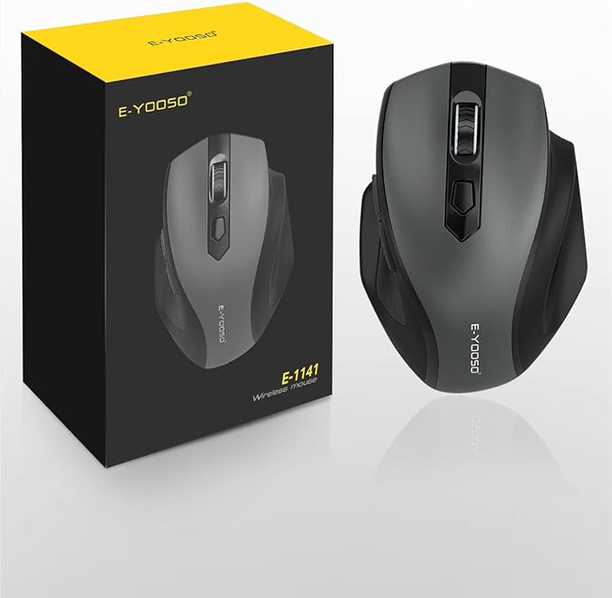 E-YOOSO Wireless Mouse for Laptop, 2.4GHz Computer Mouse 5 Adjustable DPI Office Cordless Mice with USBA Receiver, 6 Buttons, 4000 DPI, Medium to Large Sized Hands Compatible with PC, Laptop, Desktop