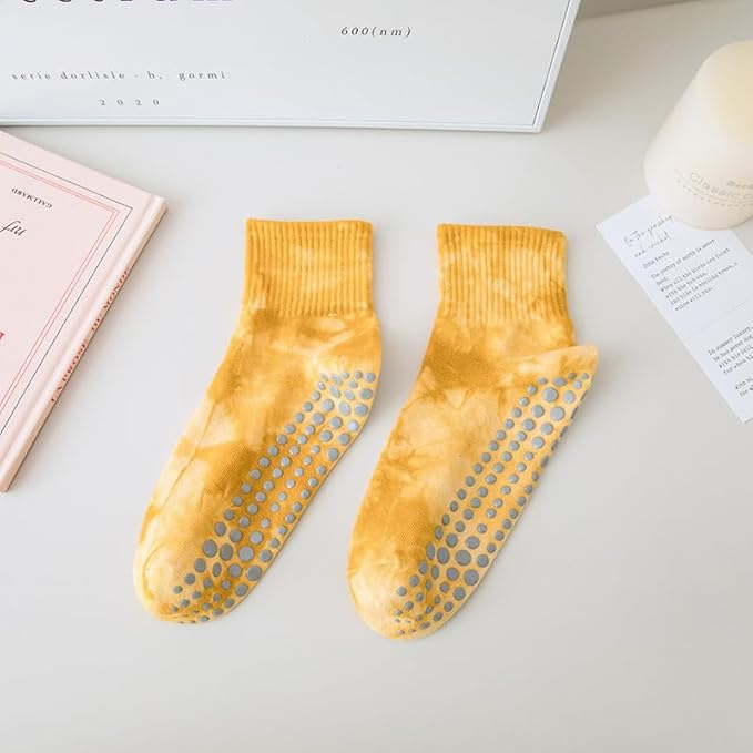 Non-Slip Pilates Yoga Socks with Grips for Women - Stylish Crew Socks for Barre, Ballet, and Workout (Size 5-9)