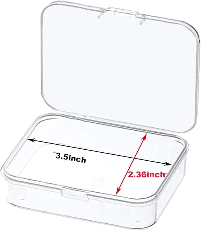 12 Pcs Mini Plastic Storage Containers Box with Lid, 3.5x2.4 Inches Clear Rectangle Box for Collecting Small Items, Beads, Game Pieces, Business Cards, Crafts Accessories