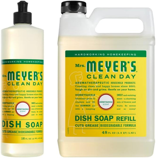 Mrs. MEYER'S Dish Variety Pack Scent, 1 Dish Soap, 1 Dish Soap Refill, 2 CT