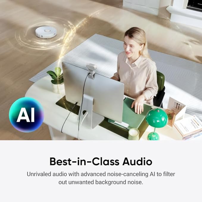 Insta360 Link 2 White - PTZ 4K Webcam for PC/Mac, 1/2" Sensor, AI Tracking, HDR, AI Noise-Canceling Mic, Gesture Control for Streaming, Video Calls, Gaming, Works with Zoom, Teams, Twitch & More