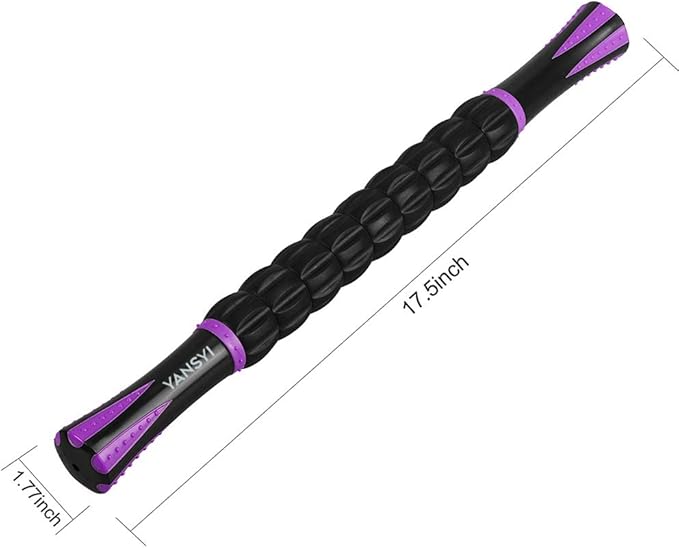 Yansyi Muscle Roller Stick for Athletes - Body Massage Roller Stick - Release Myofascial Trigger Points Reduce Muscle Soreness Tightness Leg Cramps & Back Pain for Physical Therapy & Recovery (Purple)