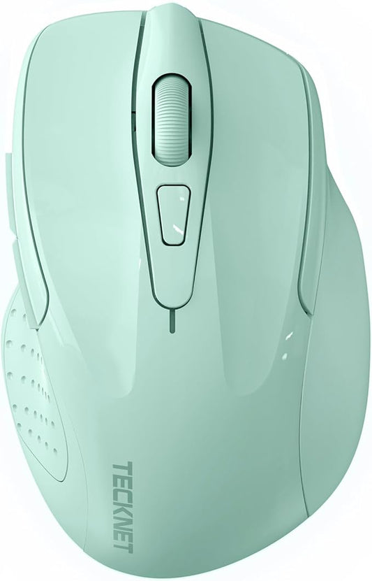 TECKNET Wireless Mouse (2.4G & BT5.0/3.0) Silent 4800 DPI Computer USB A & Bluetooth Mouse 6 Buttons, Wide Compatibility - Green