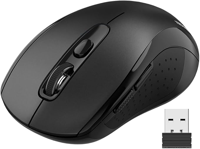TECKNET Wireless Mouse for Laptop, Silent Bluetooth Mouse(BT5.0 & 2.4G) 4000DPI Adjustable, Computer Portable PC Quiet Mice with USB-A Receiver & 6 Buttons for Mac, 18 Months Battery