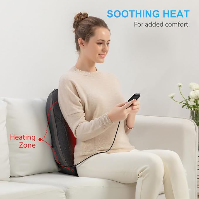 CooCoCo HSA Store Eligible Shiatsu Back Massager with Heat, Gifts for Dad Men Mom Women, Portable Massage Chair Pad, Kneading Massage Mat for Pain Relief, Chair Massager for Office Home