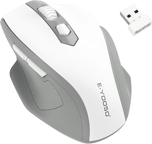 E-YOOSO Wireless Mouse for Laptop, 2.4GHz Computer Mouse 5 Adjustable DPI Office Cordless Mice with USBA Receiver, 6 Buttons, 4000 DPI, Medium to Large Sized Hands Compatible with PC, Laptop, Desktop
