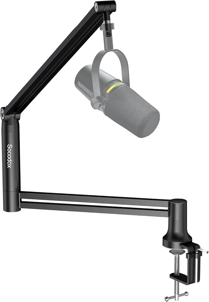Boom Arm, Low Profile Microphone Stand for Blue Yeti, Mic Arm Microphone Arm with 3/8" to 5/8" Adapter Holds Up to 3.3lbs