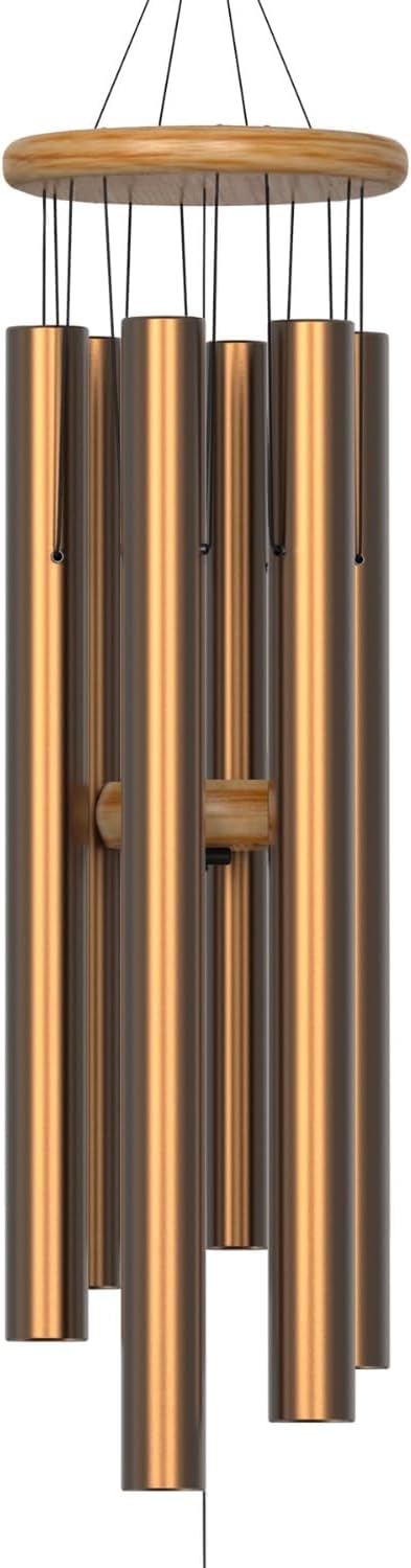 Large Wind Chimes – 35” Gold Modern Wind Chimes for Deep, Soothing Tones – Outdoor Garden Décor, Hand-Tuned Metal Chimes for Relaxation – Weatherproof Gift for Patio, Yard & Zen Spaces