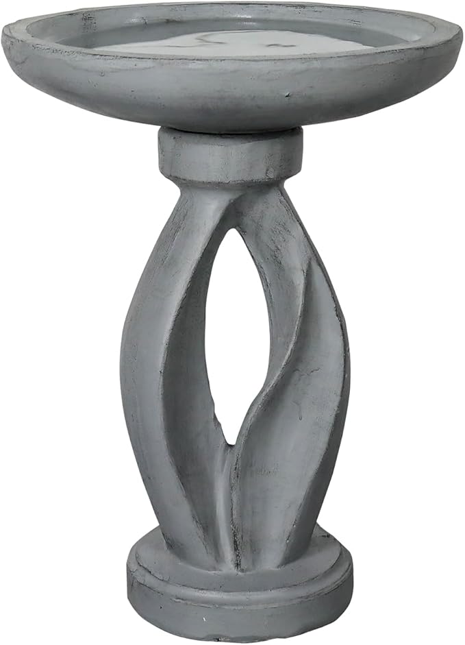 SunJet 21.8 Inch Heigh Modern Concrete Bird Bath – Sleek & Minimalist Design, birdbath Sturdy & Elegant, Enhances Garden, Patio, Yard, Lawn Décor