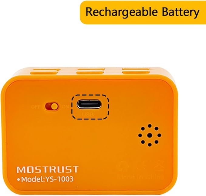 Digital Mini LED Timer, Rechargeable LED Countdown/Up Timer, 3 Pre-Set Memory Time Loud Alarm ON/Off Function, Ideal for Homework, Cooking, Classroom, Office, Kids Students (White)