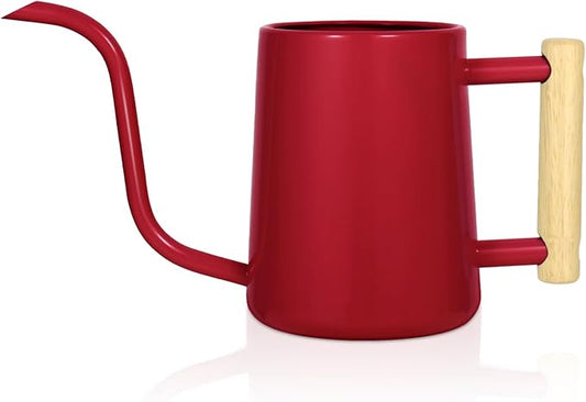 Watering Can Indoor Plants, 35 oz/1000 ml Metal Stainless Steel Watering Can Pot with Long Spout for Indoor House Plants Bonsai Outdoor Garden Flower Decorative (Red)