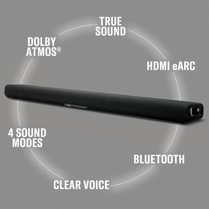 Yamaha SR-B30A Dolby Atmos Sound Bar with Built-in Subwoofers (Black)