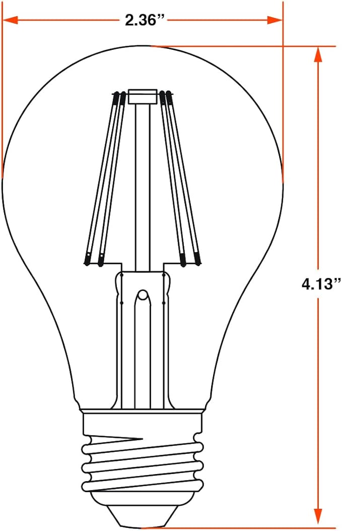 Sylvania A19 Clear LED White Filament Bulb, 11.5W, Dimmable, 1500 LMS, Medium Base, 5000K, Daylight - 2 Pack (42173)
