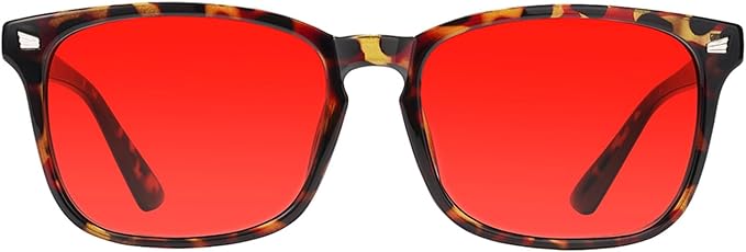 TIJN Sleep Glasses with Blue Green Light Blocking, Red Light Lens for Computer Gaming, Screen Fatigue & UV Protection