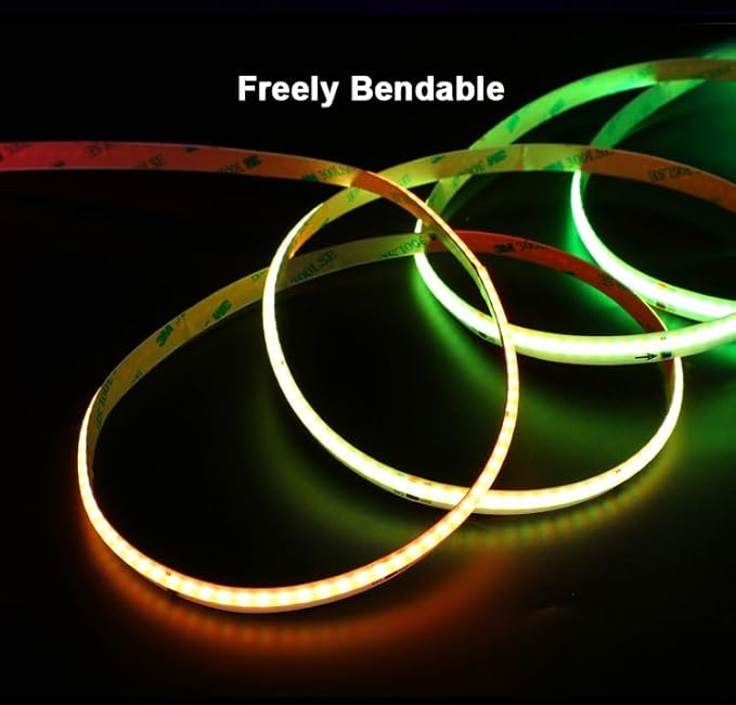 RGB cob led Strip with Music Mode/APP Control,Addressable COB RGB IC led Strip with 24V Adapter for Bedroom, DIY Lighting Projects (33FT(5M X 2))